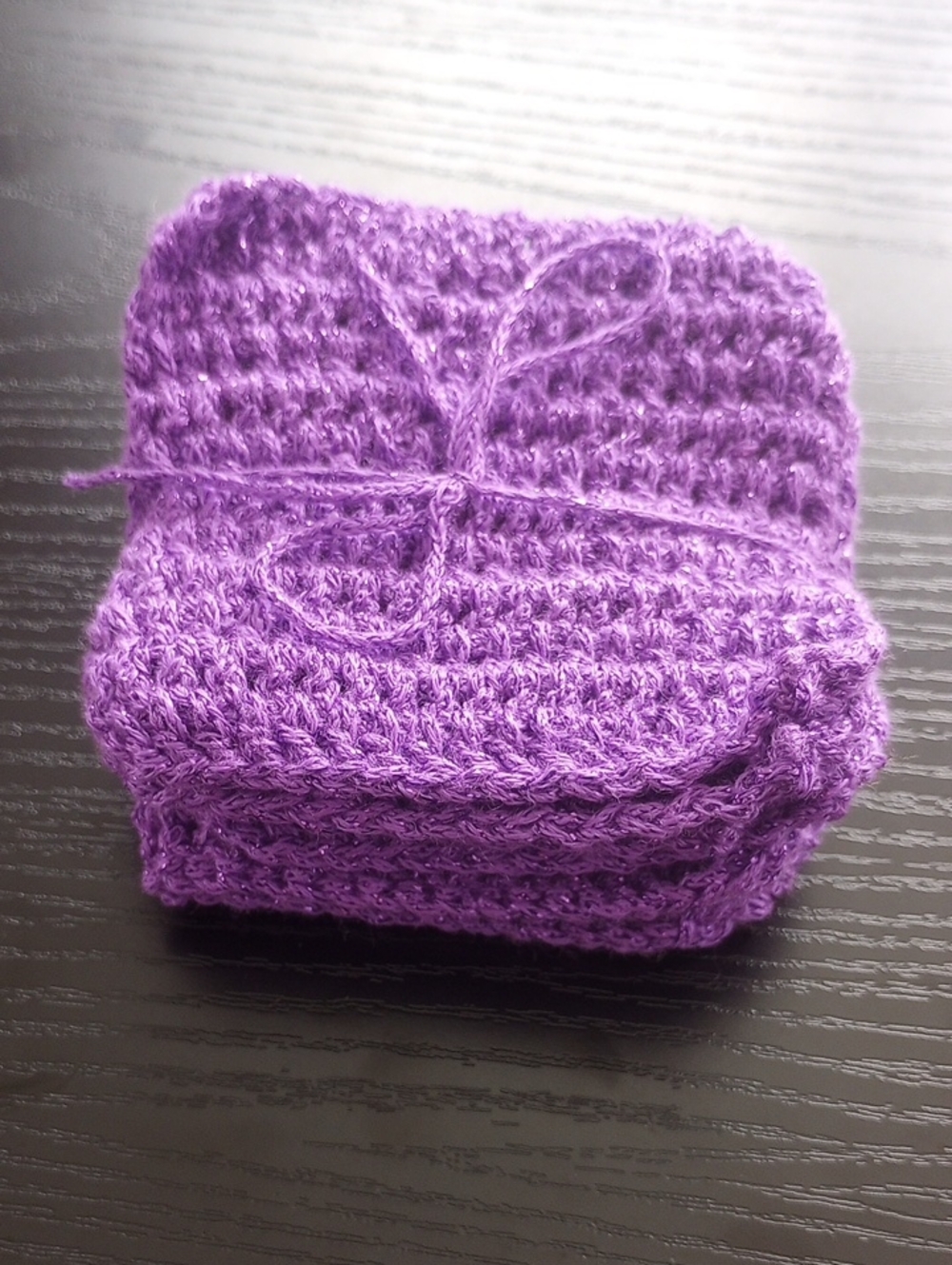 Handmade Purple Sparkly Crochet Face Scrubbies Set Of 7 Face Makeup Remover
